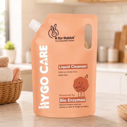 Image of R for Rabbit Hygocare 1000 ml Refill Pack Baby Liquid Cleanser for Washing Toys|Nipples Powered by Bio Enzymes Residue Free Anti Bacterial