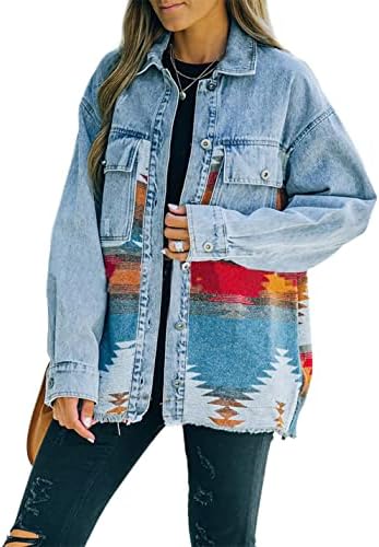 Patchwork Aztec Denim Jacket 
