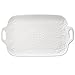 MyGift Vintage Christmas Serving Platter with Handles, Decorative White Ceramic Cheese & Snack Tray with Fleur-de-Lis Design, 11-Inch