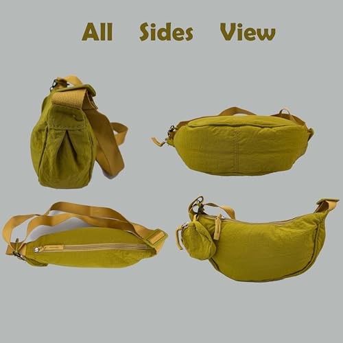Image of Nylon Crescent Crossbody Bag for Women Purses Trendy Men,Small Travel Sling Bag Hobo