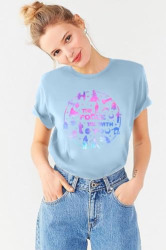 Image of FRYAID Women May The Power Be with You Graphic T Shirt Short Sleeve Casual Tops Summer Fun Vacation Shirt Soft Casual Fit