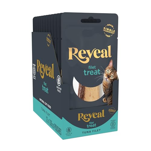 Image of Reveal Whole Tuna Filet Cat Treats 12-Pack 1.06 oz Loins | 100% Natural, High Quality Protein, Single Ingredient, Grain Free, High Protein, No Fillers, No Artificial Additives