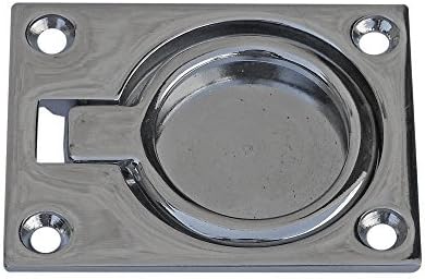 Five Oceans Square Flush Pull Ring Handles, Recessed Boat Hatch Latch Cabinet Flush Mount Lifting Ring Pull Handle 1-7/8" x 2-7/16" - FO609