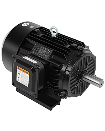 5HP Electric Motor Three Phase 1480/1770 RPM,184T Frame,1-1/8Shaft Diameter CW/CCW Cast Iron Shell Super Efficient General Purpose Motor 50/60HZ