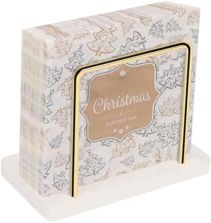 Livabber Napkin Holder, Metal Napkin Holder Modern Freestanding Tissue Paper Dispenser for Table Kitchen Countertop (Marble Base, Gold)