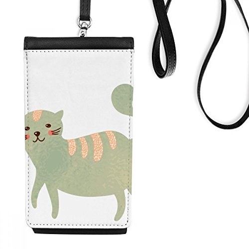 Sac téléphone noir en cuir avec motif chat cyan mignon