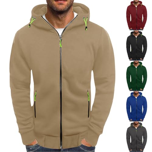 Hoodies for Men Zip Up Long Sleeve Causal Hooded Sweatshirts with Zip Pocket Sports Hoodie Jacket Outdoor Fashion