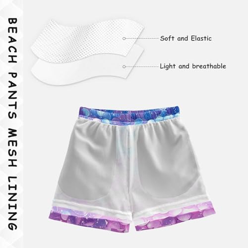 Pigsaly Boys Swim Trunks Pink Blue Lavender Gradient Flashing Glitter Boys Board Shorts Swimsuit Swimwear Bathing Suit 4T4
