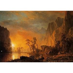 ZIMARO Abstracte Schilderij Poster Canvas Kunstwerk Vintage Schilderij Zonsondergang in de Rockies door Albert Bierstadt voor Woonkamer 60x90cm