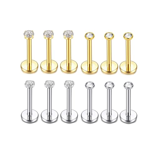 Gnoliew 20G 18G 316L Stainless Steel Labret Monroe Lip Ring Studs Cartilage Helix Tragus Conch Daith Nose Piercing Jewelry