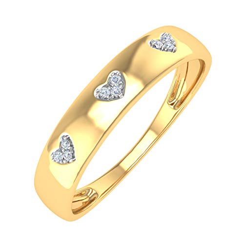 0.03 Carat Diamond Heart Wedding Bands in 10K Solid Gold