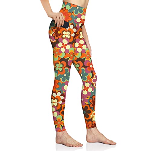 Medtogs Retro 80S Leggings For Women Floral Yoga Pants 70S Workout Athletic Gym High Waisted Leggings With Pockets For Women #TOP1