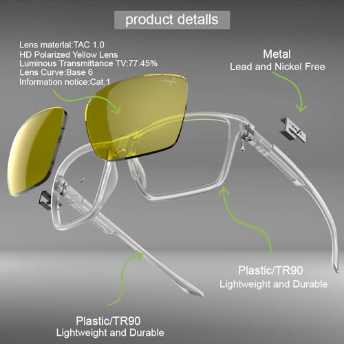 INFI Night Driving Glasses for Men Women Anti Glare Polarized HD Night Vision Yellow Lens4