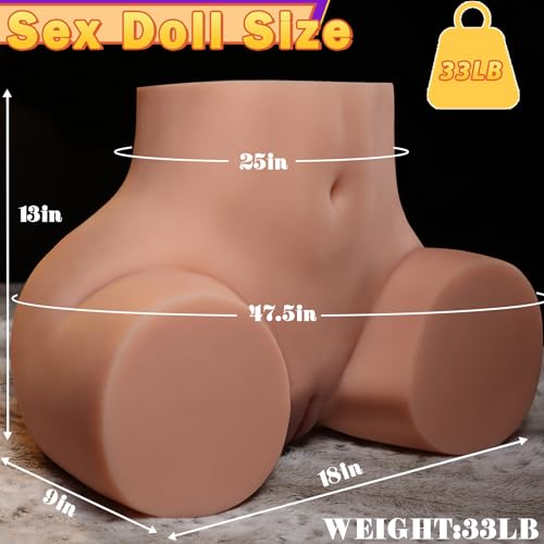 Image of 33LB Life Size Sex Doll Big Ass Male Masturbator Fake Pussy, Soft Female Sex Doll Big Butt Realistic Pussy Ass Male Stroker with 2 Hole Deeper Vagina & Tight Anal, Adult Sex Toy for Men Masturbation