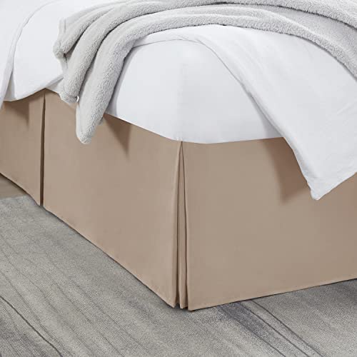 Nestl Taupe Twin XL Bed Skirt - Twin XL Size Bed Skirt 14 Inch Drop - Brushed Microfiber Bed Skirts - Hotel Quality Pleated Bed Skirt - Shrinkage & Fade Resistant
