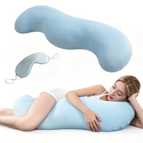 Snuggi Body Align Pillow, 105 × 30 Cm, Side Sleeper Body Pillow (blue)