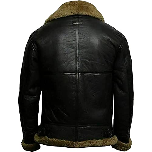 Image of Mens Raf Bomber Jacket Winter B3 WW2 Aviator Fighter Pilots Real Cow Leather - Fur Shearling Jackets for Men
