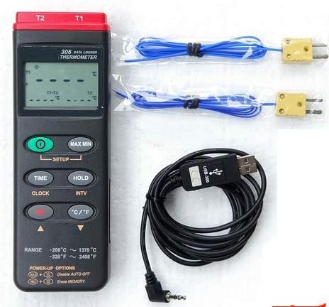 K Type/Dual Input/Datalogger/PC Digital Thermometer CENTER306