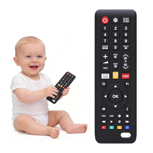 Baby Remote Toys for 0-6 6-12 Months Food Grade Silicone Teething Toys Chew Toys for Babies 3-24 Months Upgraded TV Remote Control Shape Teether Toys for Baby and Infants