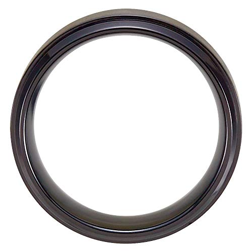 Sonia Jewels Black 9mm Ridged Wedding Band Ring2