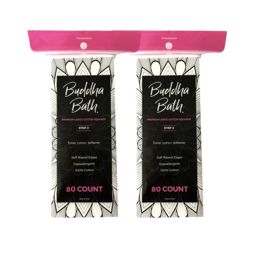 BUDDHA BATH Extra Large Premium Natural Pure Cotton Squares - Hypoallergenic - No Fillers - Lint Free - Soft Gentle - Face Toners - All Skin (160 Count) Step 2