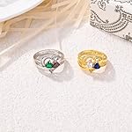 925 Sterling Silver Personalized 2 Birthstones Ring Custom Engraved Love Promise Ring Jewelry for Wife Mother Women - Image 2