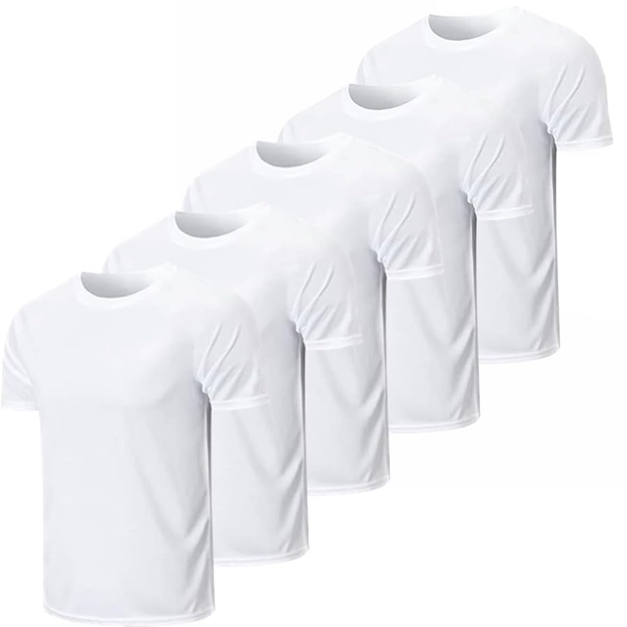 Kit 5 Camisetas Brancas 100% Poliéster 30.1 Premium Para Sublimação Silk Personalização (BR, Alfa, G, Regular, Branco)