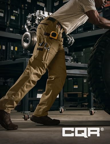 Image of CQR Men's Quick Dry Work Pants, Water Resistant Outdoor Tactical Pants, Lightweight Stretch Cargo Hiking Pants