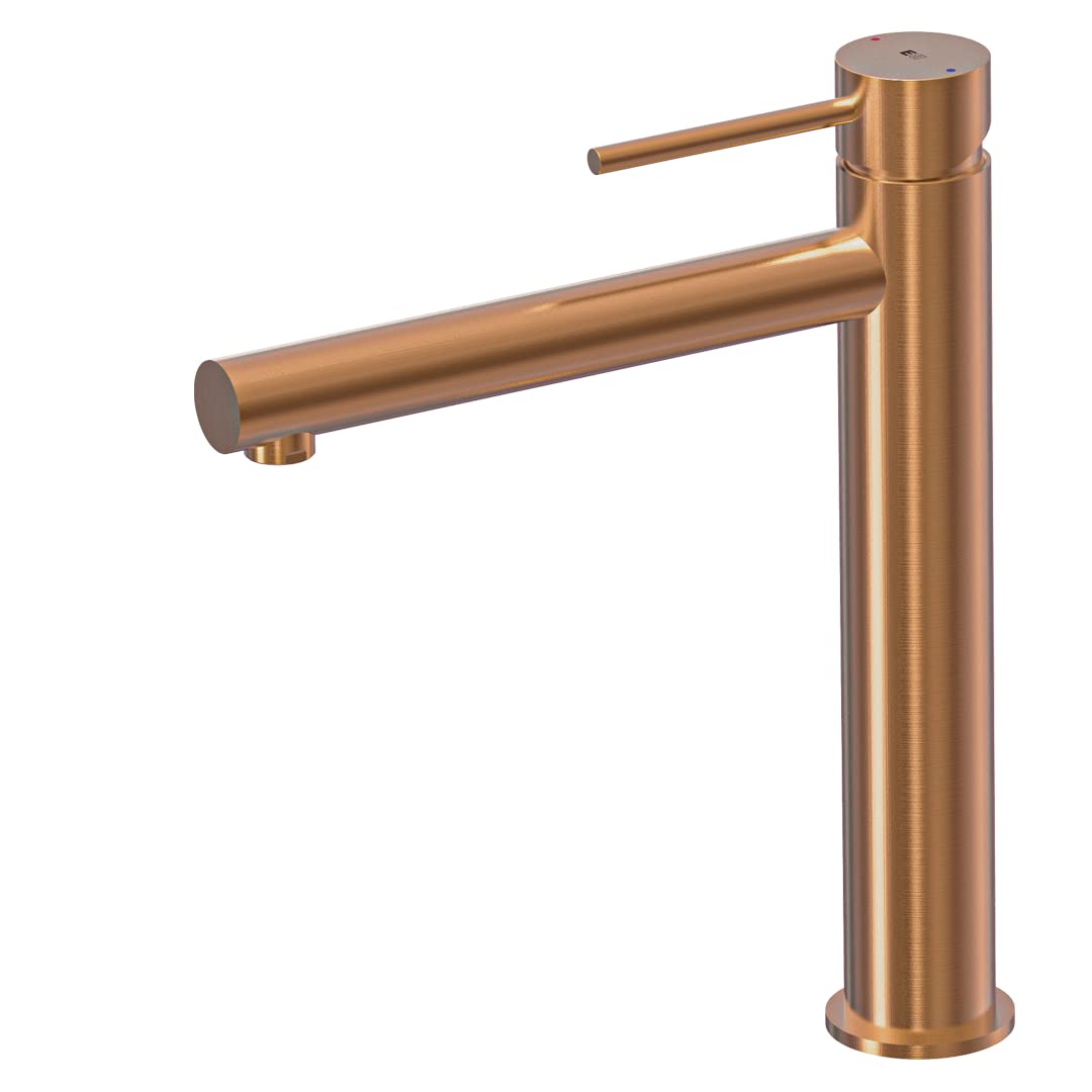Mitigeur lavabo haut cuivre brossé Essebagno Luisa - Robinet pour vasque à poser