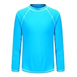 Big Kids Swim Shirt Boys Long Sleeve Rash Guard Shirts UPF 50+/Sun Protetion Solid Color Swimsuits B
