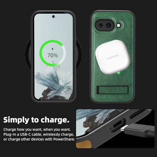 Image of Lunivop for Google Pixel 9a Case Leather [Compatible with Magsafe Wireless Charging] Magnetic Cover Stand Funda para Google Pixel 9a 6.3 '' 5G 2025 Rugged Best Phone Cases Green