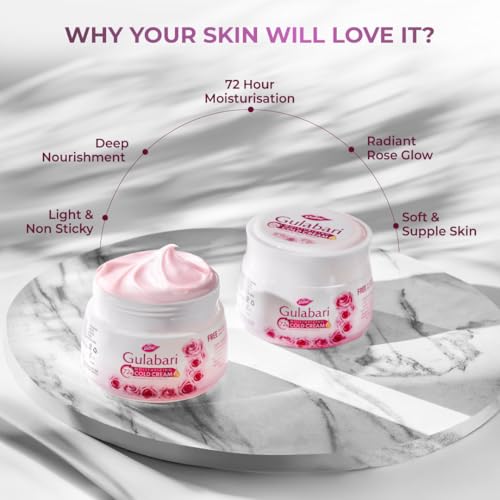Image of Dabur Gulabari Moisturizing Cold Cream 100gm + Lip Balm 8gm (Free) | With Goodness of Natural Rose Oil & Vitamin E | Intense Hydration and Deep Moisturization | For Smooth & Soft skin | All Skin types
