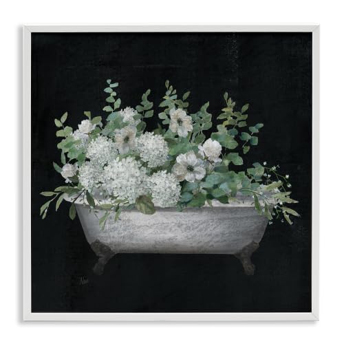 Vintage Clawed Bathtub Botanical Bouquet, 24 x 24 Inch Framed Giclée Print by Stupell Industries - Used condition - US$47.51