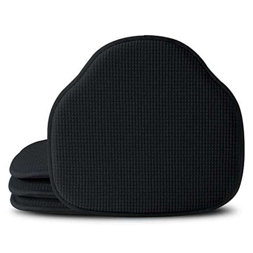 Shinnwa Windsor Chair Cushions Black Seat Cushions for Kitchen Chairs Farmhouse Non Slip Chair Pads for Dining Room Chairs with Foam Padding and Textured Cover Set of 4 (17.5 x 15.5 Inches)