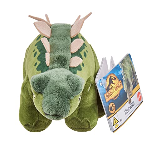 Jurassic World Criaturas de dinosaurios de peluche con sonido, inspiradas en el éxito de taquilla Hit Jurassic World Dominion ~ HHB34 - Stegosaurus ~ Aprox. 9 pulgadas de largo ~ Hear Me Roar!
