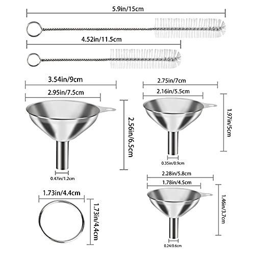 Vopton LD0002 6 Pcs Stainless Steel Mini Funnels For Kitchen Use. Large Tiny Small Funnel Set Of 3, Metal Cooking Powder Food Grade Flask Funnels thumb #1
