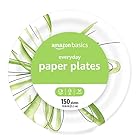 Amazon Basics Everyday Paper Plates, 10 Inch, Disposable, 150 Count