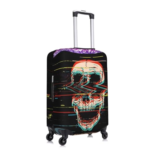 Glitch Screaming Skull Luggage Cover Protector Anti-Scratch Washable Fits 18-32 Inch Luggage-X-Large3