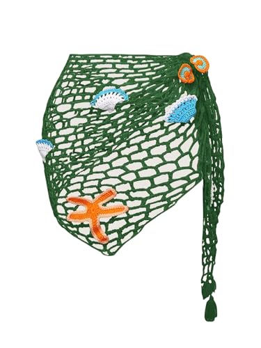 Image of ZAFUL Sarong Coverups for Women Beach Vacation Fishnet See Thru Tie Side Bathing Suit Cover Up Mini Skirt