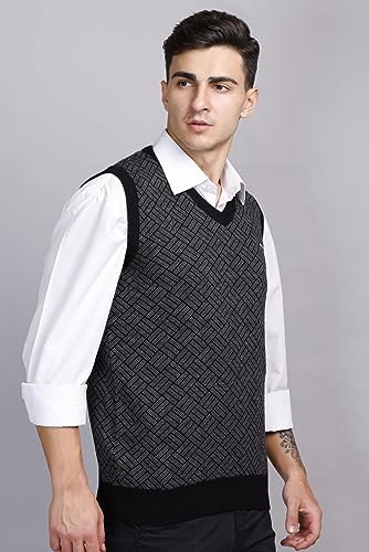 Image of GODFREY Woolen V Neck Sleeveless Half Sweater for Man Winter
