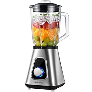 Blender for Shake and Smoothies, SHARDOR Powerful 1200W Countertop Blender for Kitchen, 52oz Glass Jar, 3 Adjustable Speed Control for Frozen Fruit Drinks, Smoothies, Sauces & More, Sliver