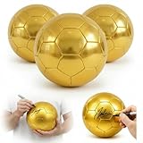 Hiboom 3 Golden Glitter Gold Soccer Balls 5 with Air Pump for Game Training Birthday Gift Indoor Outdoor Sport Awards Championship Party PVC(Golden)