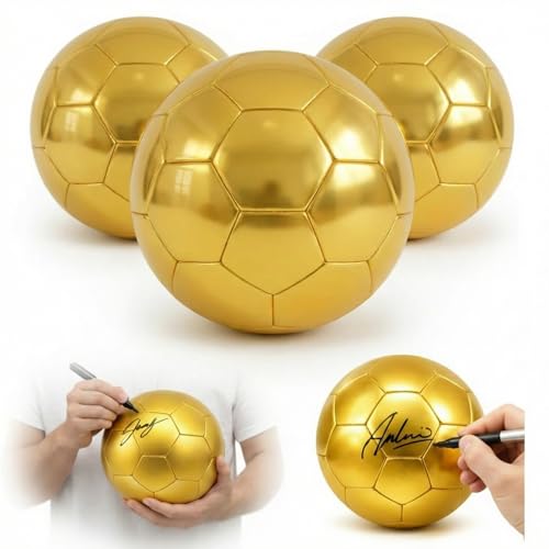 Hiboom 3 Golden Glitter Gold Soccer Balls 5 with Air Pump for Game Training Birthday Gift...