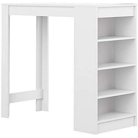 Table De Bar Murale Bromölla [en.casa] 120 X 45 X 106 Cm – Effet Béton & Blanc – Gain De Place + Rangement Malin Pour Cuisine Ou Salon !