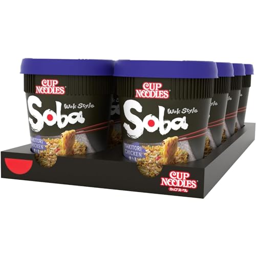 Soba Noodles Chicken Yakitori Cup Pack of 8 (89g Each) - Nissin noodles for Quick Meals & Noodles