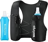 Oiuyos Running Vest for Women Men - USA Design - Adjustable Chest Straps Running Hydration Vest with 500ml Soft Flask - Lightweight Reflective Hydration Backpack