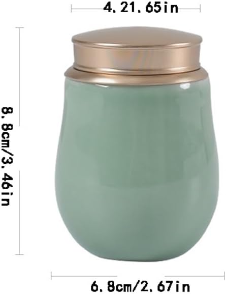 SONGCHAO Sugar Jar Celadon Sealed Tea Can, Travel Portable, Small Warehouse, Ceramic Moisture-Proof Box Tea Canister(B)