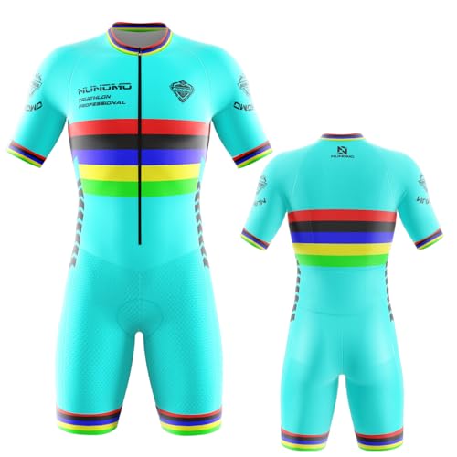 Triathlon Anzug Herren - Einteiliges Radtrikot - Trisuit Einteiler – Triathlonanzug - Triathlon Einteiler Kurz - 3Taschen für Wettkampf Run, Cycle, Swim,Fahrradanzug (Type-8,M)