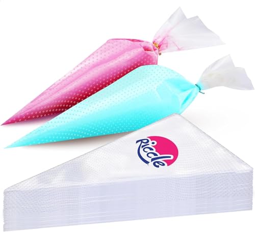 Riccle Extra Large 24 Inch Piping Bags - 100 Textured Anti Burst Thickened Disposable Pastry Bags - Icing Piping Bags for Frosting - Ideal for Cakes and Cookies Decoration