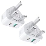 USB C Plug, 2PACK 25W USB A and C Charger Plugs UK Fast Charge for iPhone Apple 17 Pro Max/17 Air 16e 16 Plus/16 Pro Max 15 14 13 12 11 SE Watch iPad Mini Air A16, Type A USBC Port Wall Charging Plug